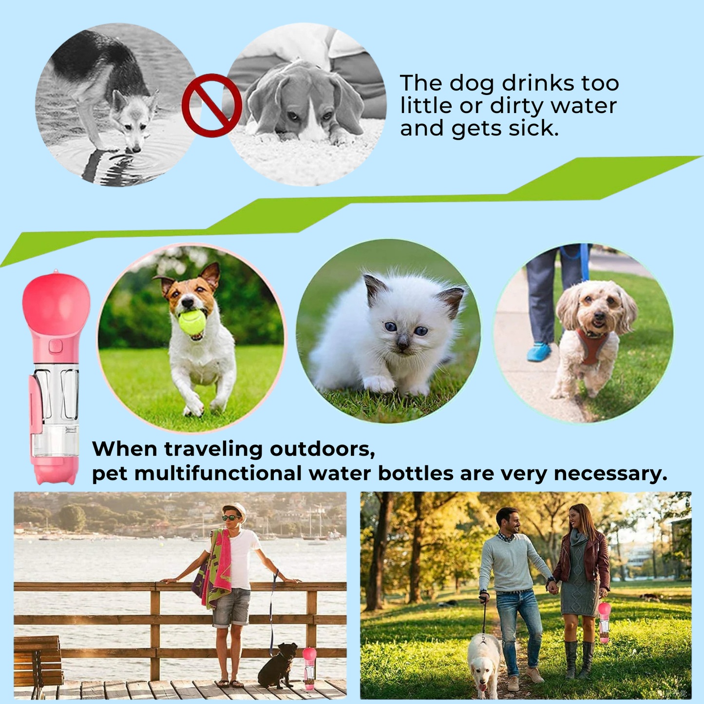 4 in 1 Portable Pet Water bottle
